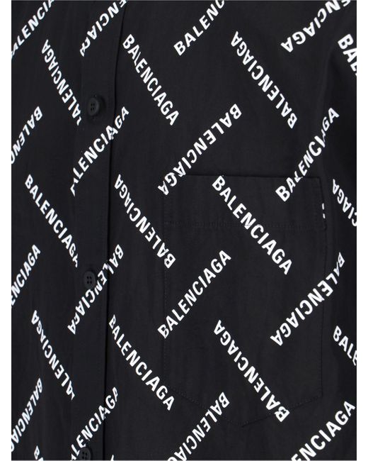Balenciaga Black Logo-print Cotton Shirt for men