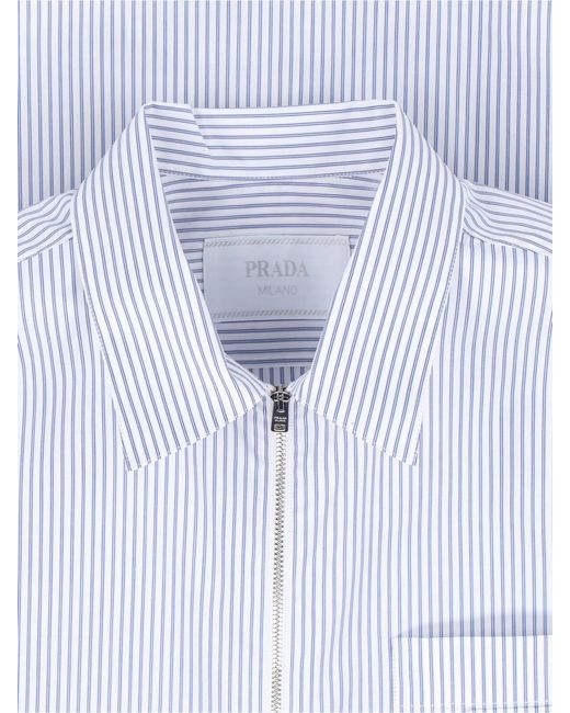 Camicia Zip di Prada in White da Uomo