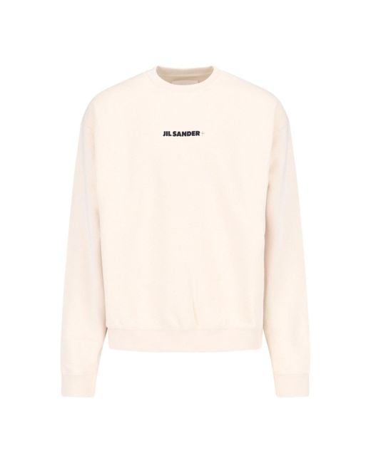 Jil Sander White Logo Crewneck Sweatshirt for men