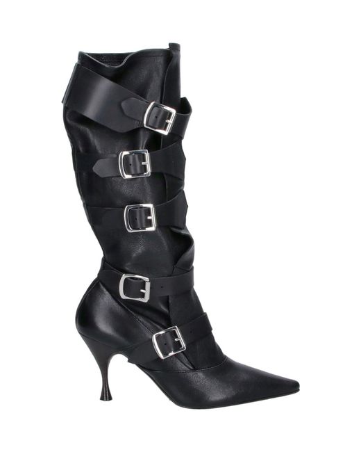 Vivienne Westwood Black Buckle Strap Knee-High Boot