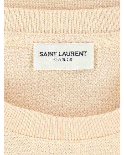 T-Shirt Logo di Saint Laurent in Natural da Uomo