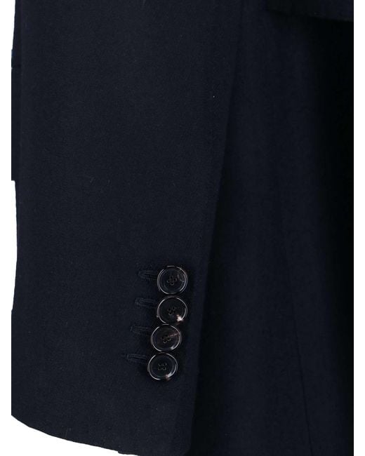 Cesare Attolini Blue Double-Breasted Coat for men