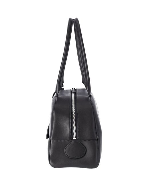 Courreges Black Structured Cow Leather Shoulder Bag