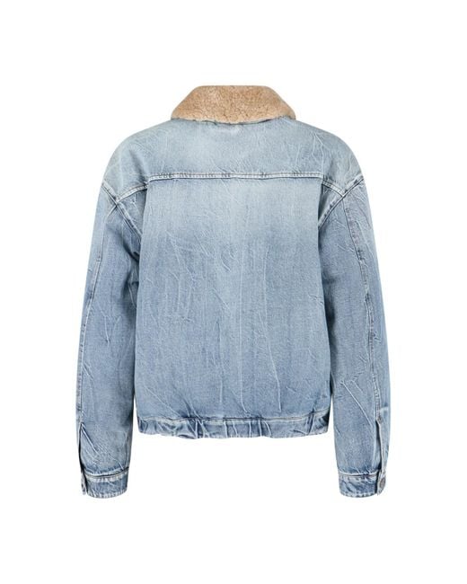 Giacca In Denim Logo di Miu Miu in Blue