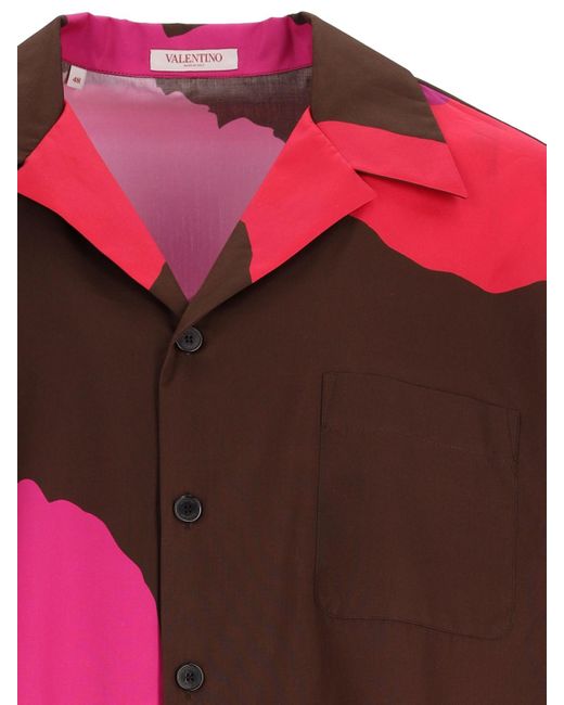 Valentino Pink 'flower Portrait' Bowling Shirt for men