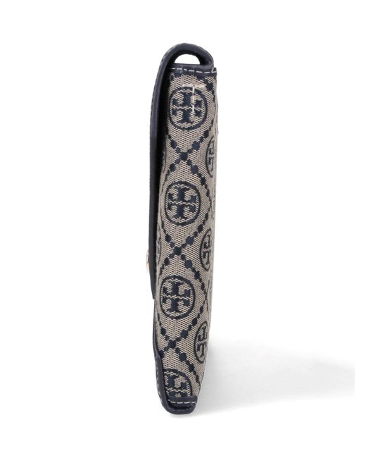 Pouch Con Catena "T-Monogram" di Tory Burch in Blue