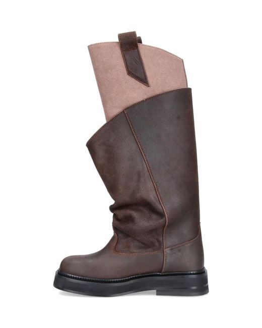The Attico Brown Sleek Ankle Boots With Chunky Sole