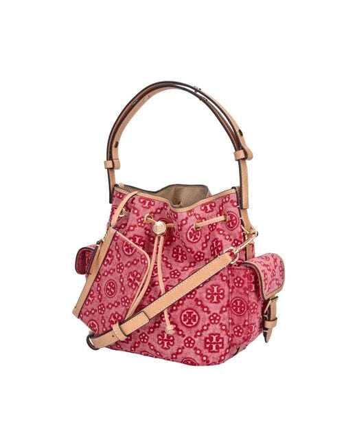 Borsa Secchiello "T Monogram" di Tory Burch in Pink