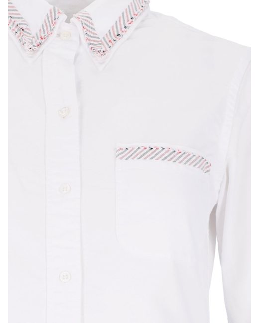 Thom Browne White Tricolor Detail Shirt