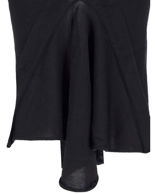 Rick Owens Black Asymmetric Midi Skirt