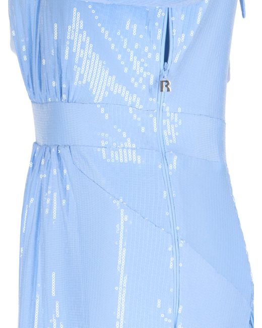 ROTATE BIRGER CHRISTENSEN Blue Sequin Midi Dress