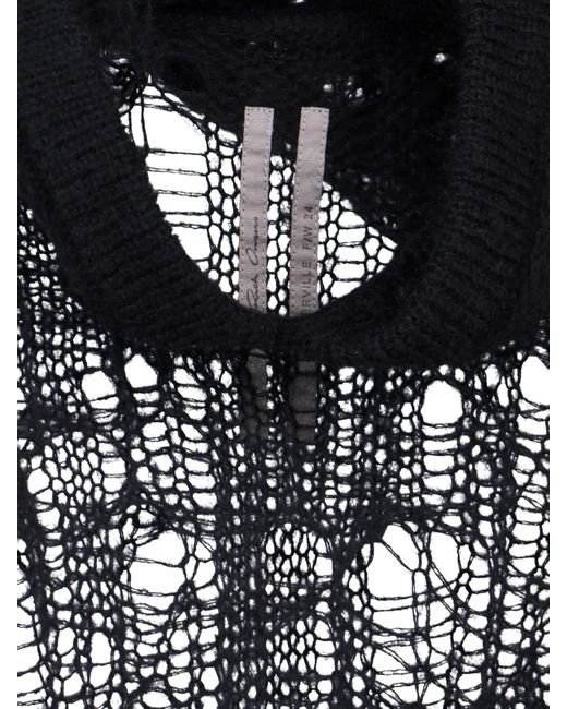 Rick Owens Black Mohair Knit Sweater