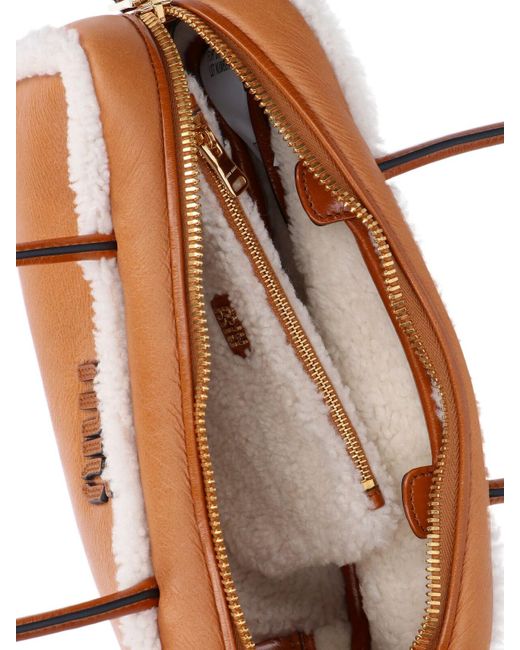 Miu Miu White 'Arcadie' Shearling Bag