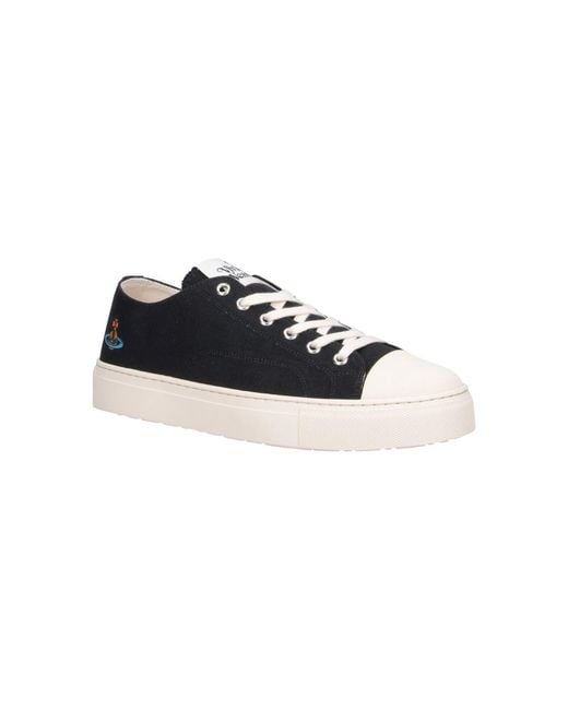 Vivienne Westwood Black Plimsoll Cotton Low-Top Sneakers for men
