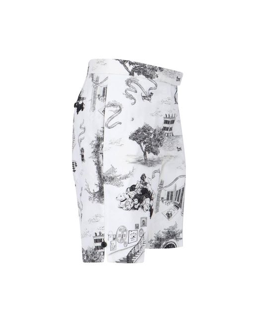 Thom Browne White Hector Toile Print Cotton Shorts