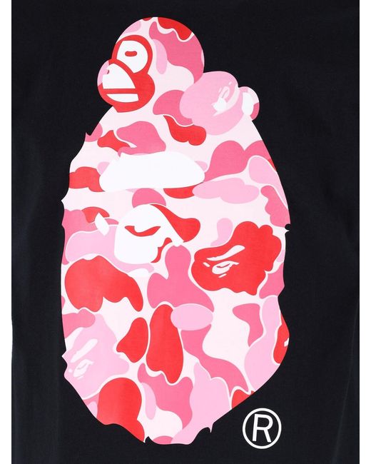 A Bathing Ape Black T-Shirt "Camo Milo" for men
