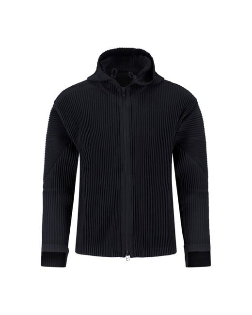 HOMME PLISSÉ Blue Zip Hoodie for men