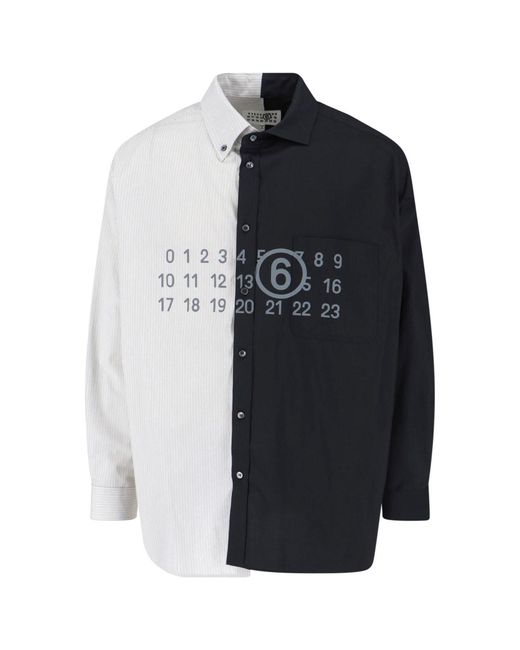 MM6 by Maison Margiela Black Two-Tone Shirt "Numeric" for men