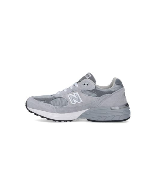 New Balance Gray Pigskin & Mesh Sneakers