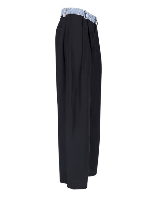 Alexander Wang Blue Denim Waistband Straight Leg Trousers