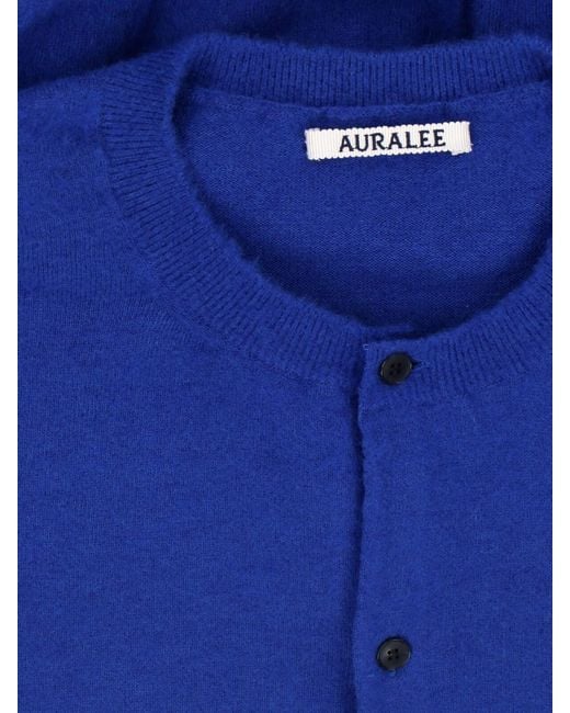 Auralee Blue Cashmere Blend Cardigan for men