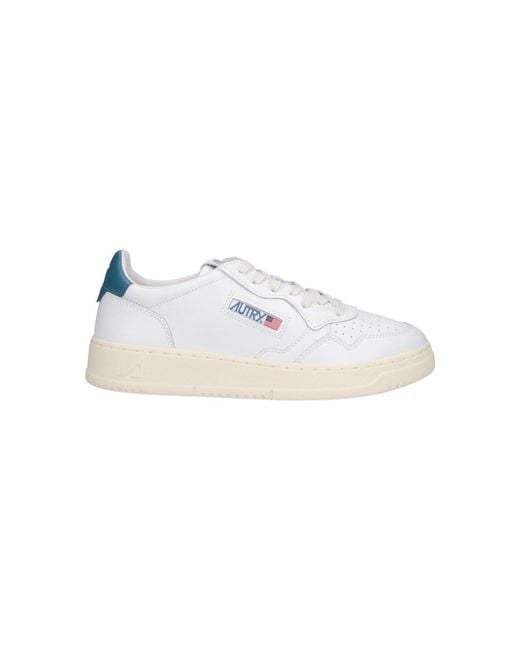 Autry White Low-Top Leather Sneakers With Perforated Detailing for men