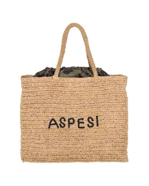 Borsa In Rafia Logo di Aspesi in Natural
