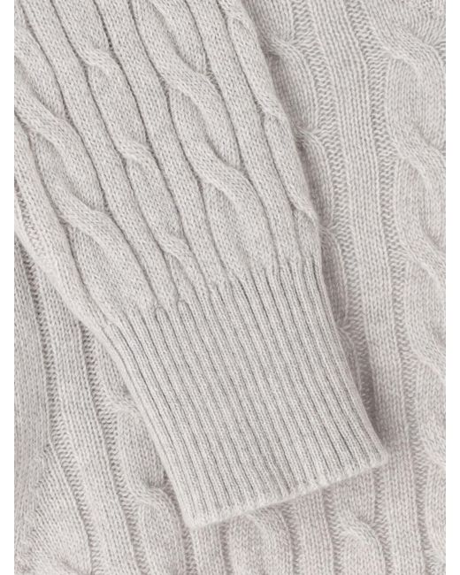 Loro Piana White Sweater “Treccia” for men