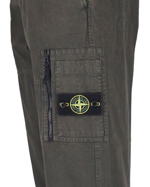 Stone Island Gray Pants “3100015 Organic Cotton Ripstop” for men