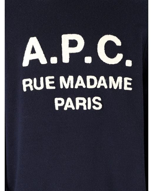 A.P.C. Blue A. P.C. 100% Virgin Wool Crewneck Sweater for men