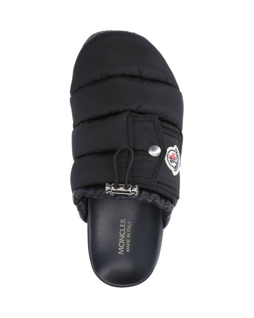 Moncler Black Padded Mules "Mon Pocket"