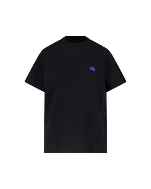 Jil Sander Black Crewneck Logo Cotton T-Shirt