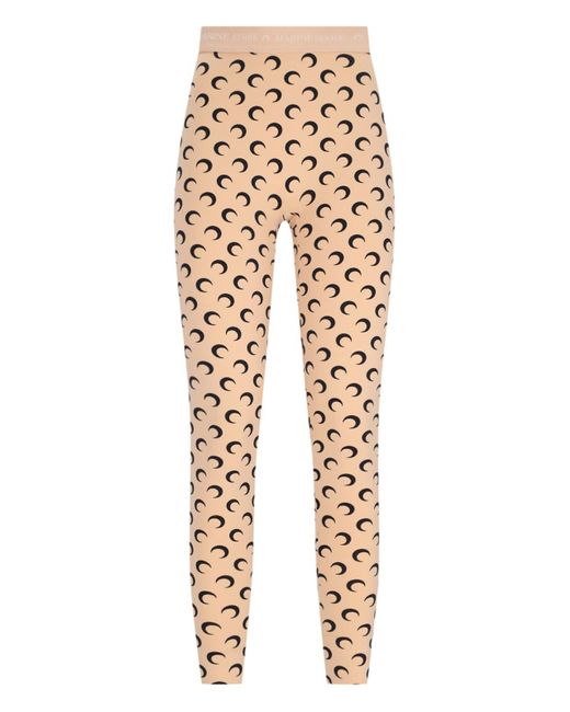 MARINE SERRE Natural All-Over Moon Print Leggings