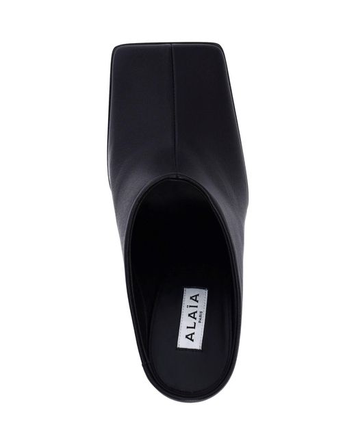 Alaïa Black Leather Heeled Mules