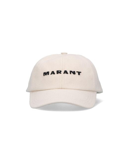 Isabel Marant White Logo Embroidered Baseball Cap