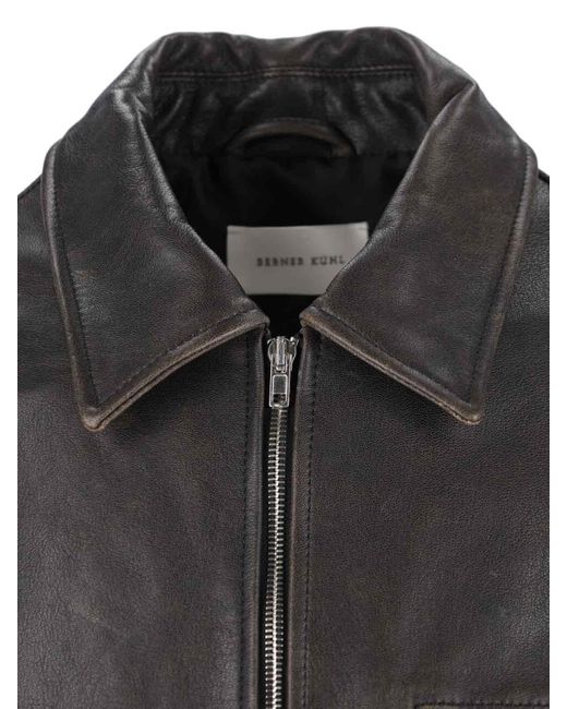 BERNER KUHL Gray Leather Zip Jacket for men