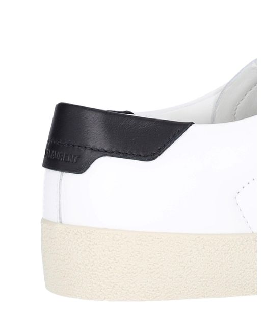 Saint Laurent White Logo Embroidery Sneakers for men