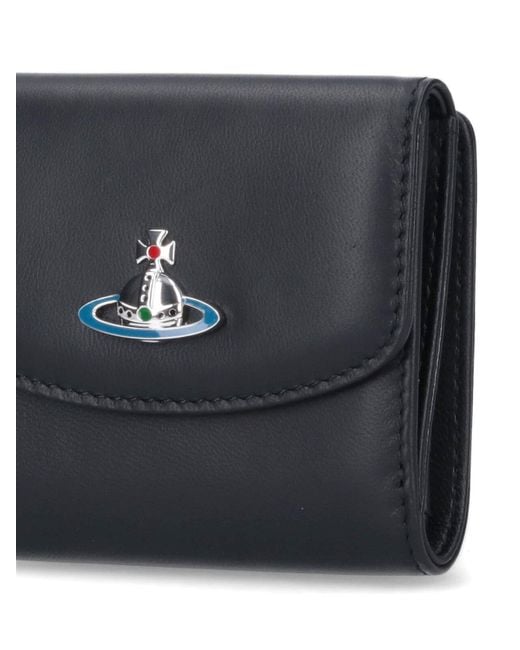 Vivienne Westwood Black Logo Flap Wallet