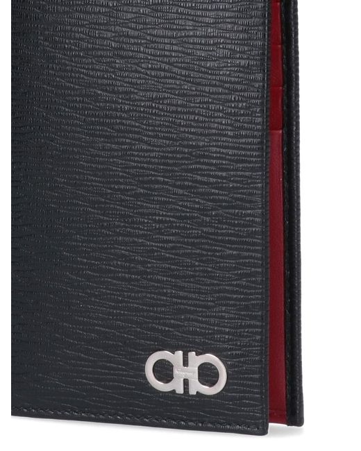 Ferragamo Black Gancini Organiser Wallet for men