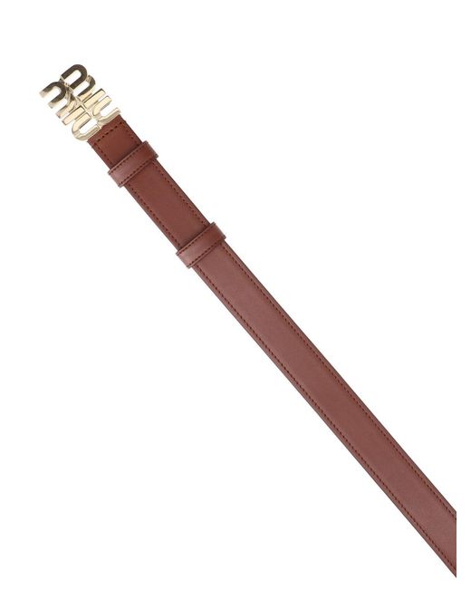 Miu Miu Brown Logo Belt