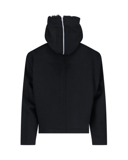 Our Legacy Virgin Wool Hooded Jacket with Asymmetric Closure Our Legacy Virgin Wool Hooded Jacket with Asymmetric Closure