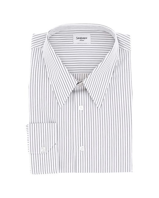 Saint Laurent White Striped Long Sleeve Button-Up Shirt for men