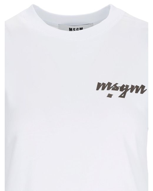 T-Shirt Logo di MSGM in White