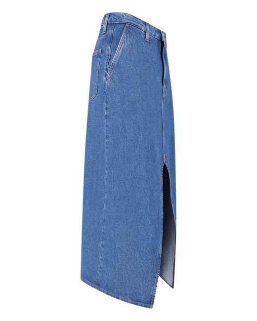 Jil Sander Blue Midi Front Slit Denim Skirt