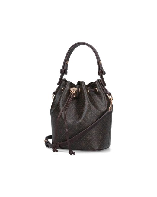 Borsa Secchiello "T Monogram" di Tory Burch in Black