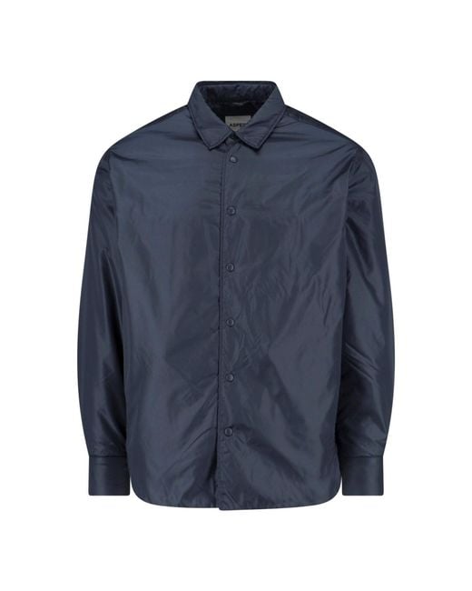 Aspesi Blue Tailored Fit Button-Down Shirt With Pointed Collar for men