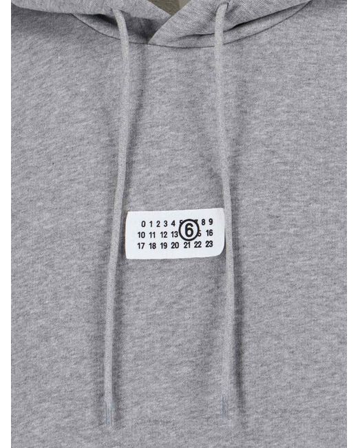 MM6 by Maison Margiela Gray Hooded Sweatshirt "Numeric" for men