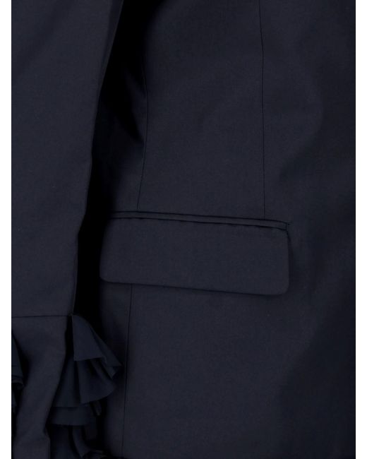 Comme des Garçons Blue Long Blazer With Ruffles