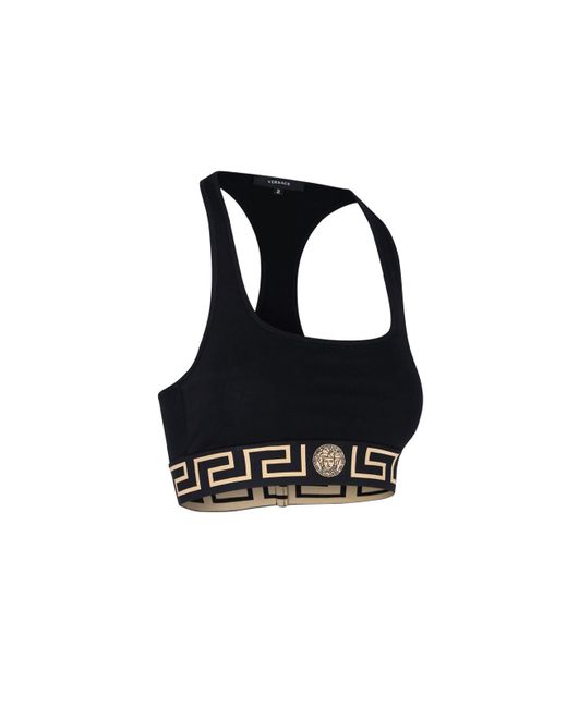 Versace Black Greek-edged Sports Bralette