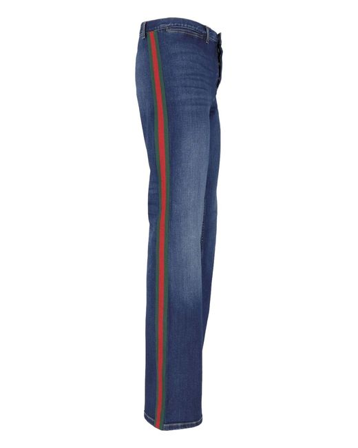 Gucci Blue Flared Jeans "Web" for men
